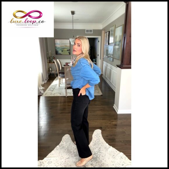 Wide Leg Jeans High Waisted Stretchy Straight Fit Loose Trendy Denim Pants - Picture 7 of 7